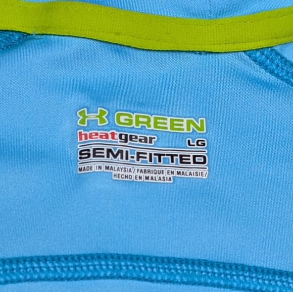 Under Armour Green Semi-Fitted Heat Gear Workout T-shirt Blue Women's Size Large - Picture 6 of 15